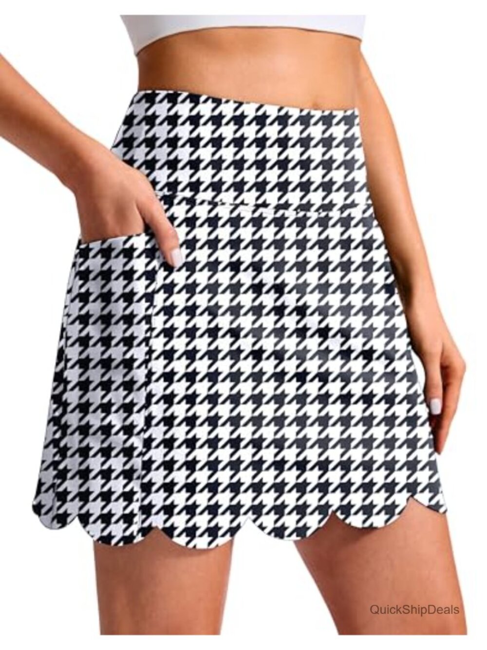 SANTINY 16" Golf Skort with 4 Pockets & Scalloped Hem